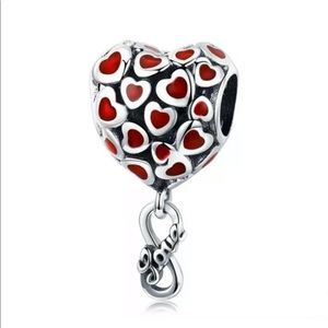 NEWβ’Silver 3-D Heart w/Infinity dangle DIY charm